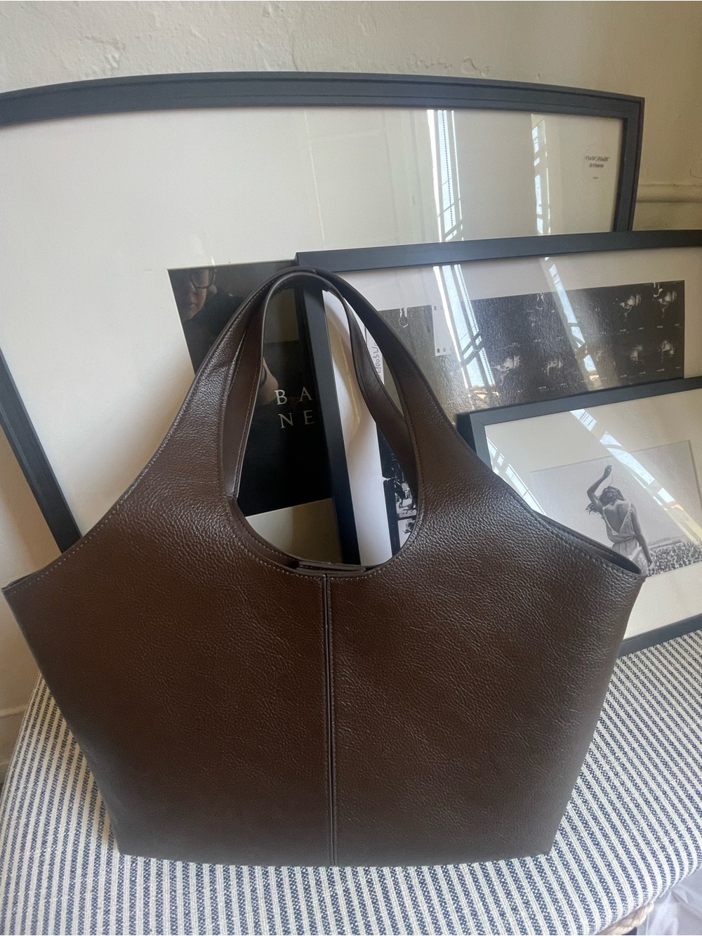 MANGO Large Faux Leather Shopper Tote in Brown/Chocolate - Picture 2 of 9